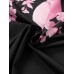 Mens Cherry Blossoms Letter Print Kimono Loose Two Pieces Outfits