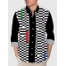 Abstract Irregular Black and White ColorBlock Pattern Printing Men's Long Sleeve Shirt