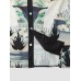 Mens Crane Landscape Print Contrast Trim Holiday Two Pieces Outfits