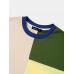 Mens Color Block Patchwork Crew Neck Sweatshirt Loose Two Pieces Outfits