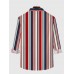 Retro Stylish Multicolor Striped Printing Men's Long Sleeve Shirt