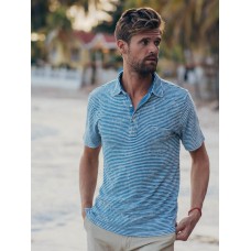 Short-Sleeve Indigo Polo - Salt Wash Indigo Stripe