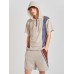 Mens Colorblock Stitching Half Zip Hooded Knitted Two Pieces Outfits